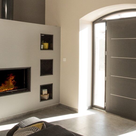 Porte d'entrée mixte Linconyl noire