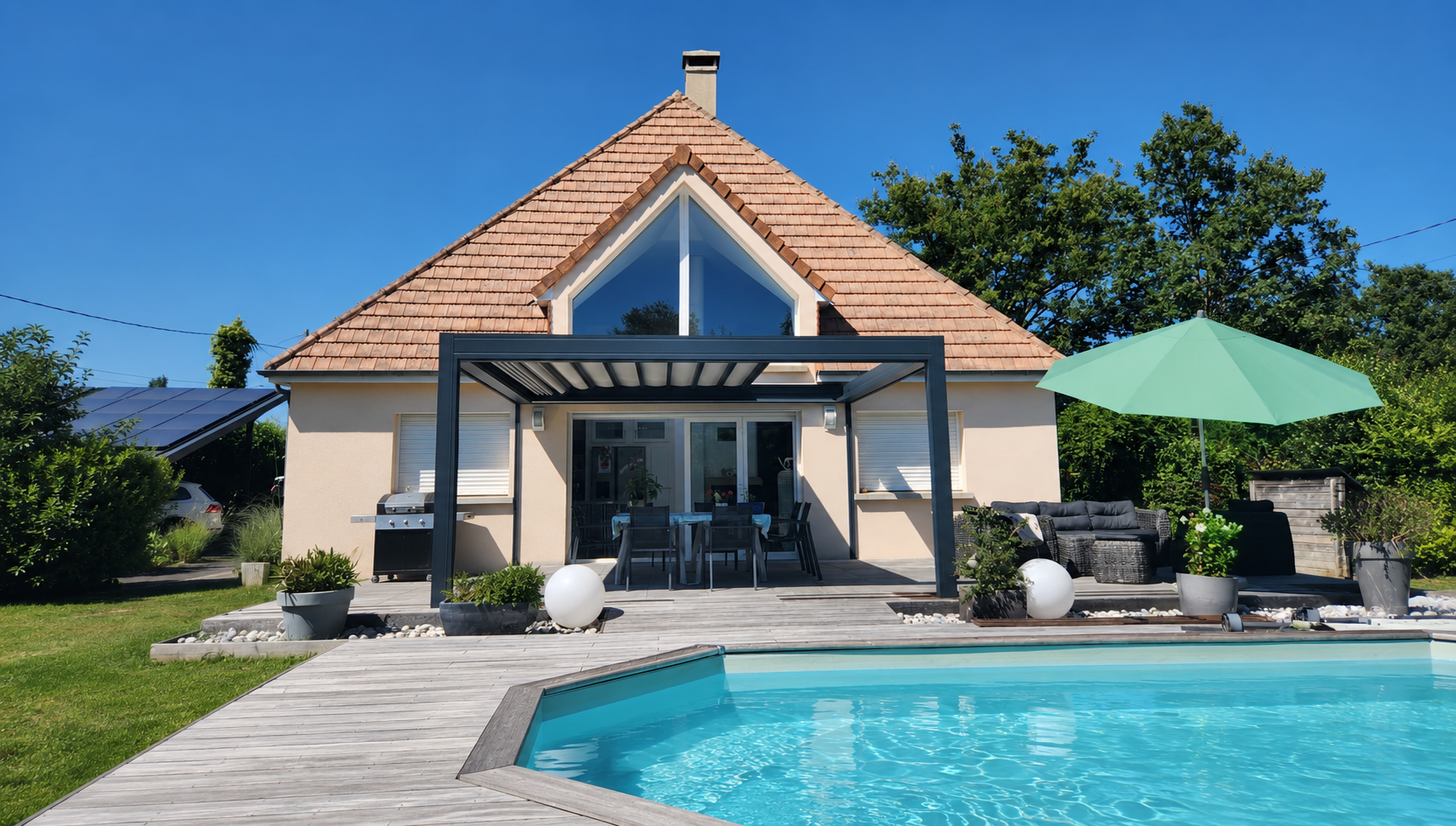 Pergola à toile rétractable à toit plat